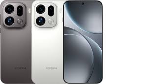 Oppo Find X9 Pro in Silk White and Titanium Charcoal color options.